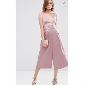 ASOS satin plunge jumpsuit